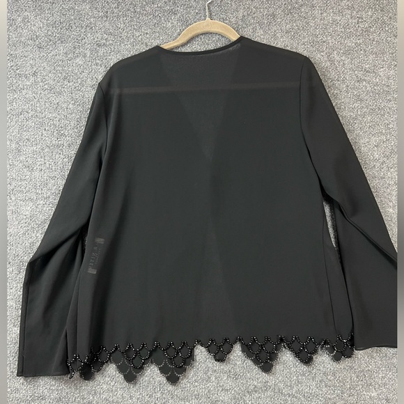 J.R.Nites by Caliendo Cardigan Sz 10 one Front Button Black Scalloped Beaded Hem - Picture 2 of 10